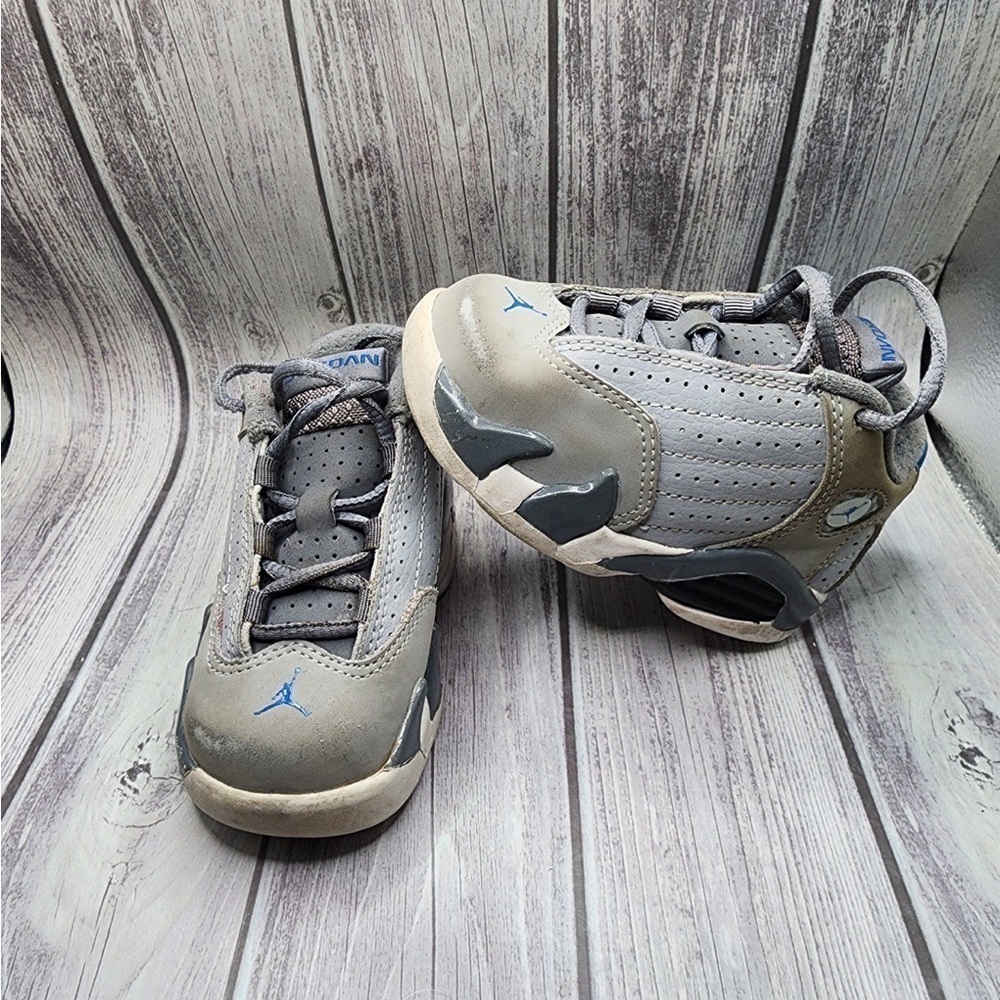 312093-004 Air Jordan Retro 14 XIV Wold Grey/White/Sport Blue Infant Toddler 4C
